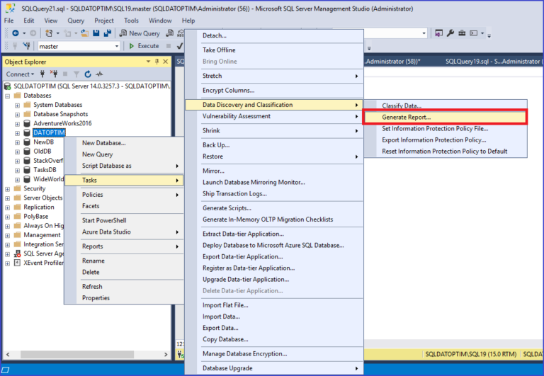 Sensitive Data Classification Report in SQL Server - DATOPTIM